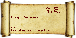 Hopp Radamesz névjegykártya